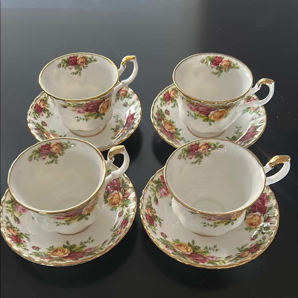 Royal Albert White and Gold Mugs Elegant Dining Set